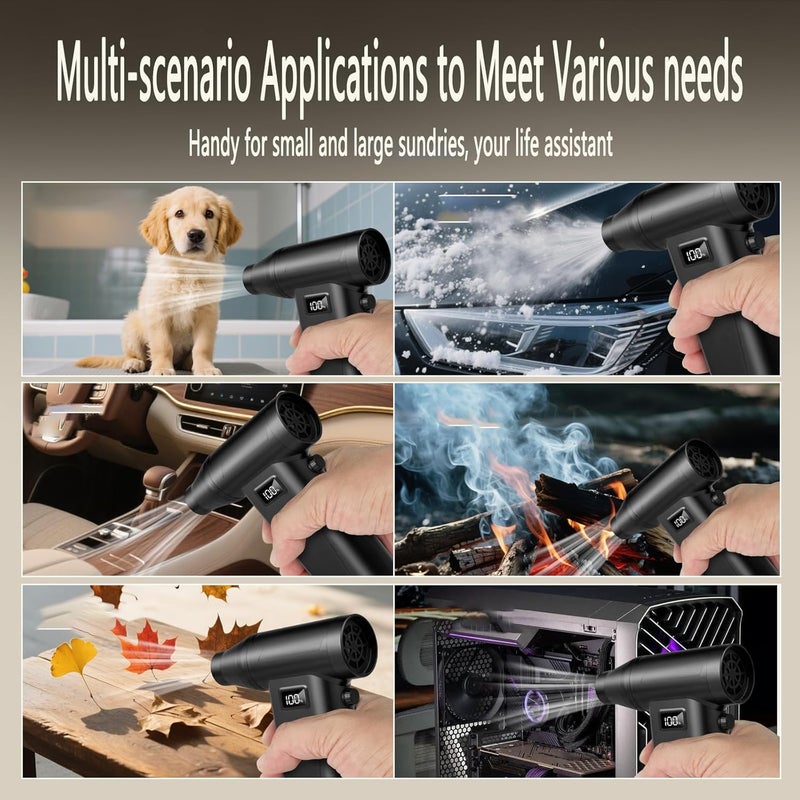 StarFlatYu Compressed Air Duster, 130000RPM 100 Gear Speed Adjustable Electric Air Blower, Brushless Motor Cordless Air Duster with Type-C Fast Charging, for Keyboard, Computer, Car, Home, Outdoor Cleaning - Image 4